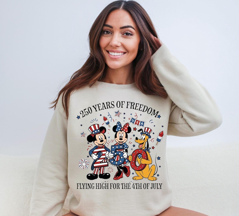 Disney 250 Years Of America Shirt, Mickey And Friends USA 250th Anniversary T-Shirt, Mickey Minnie Pluto US Sweater, WDW Patriotic Trip Tee