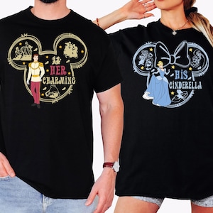 Cinderella & Charming Valentine&#39;s Day Shirt, Disney His Cinderella and Her Charming Love T-Shirt, WDW Couple Honeymoon Matching 2025 Shirt