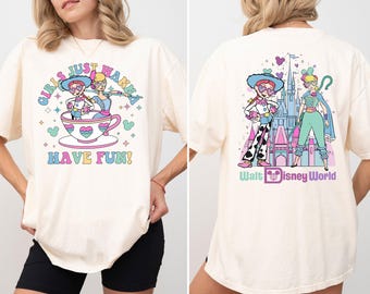 Toy Story Jessie and Bo Peep Shirt, WDW Disney Castle T-Shirt, Disney Girls Just Wanna Have Sun Shirt, Toy Story Besties Trip T-Shirt