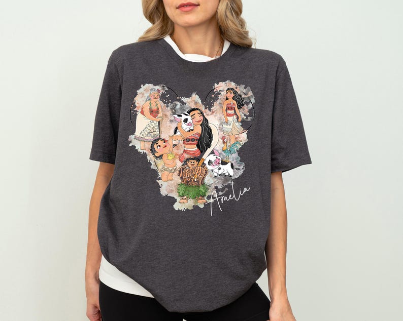 Princess Moana Shirt, Maui Pua Hei Hei Sweater, Princess Moana Characters T-Shirt, Disney Custom Moana & Maui Shirt, Mickey Moana Head Sweat