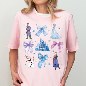 Coquette Princess Elsa And Anna Shirt, Watercolor Disney Frozen Olaf and Kristoff Sweat, Magical Castle Shirt, Disneyland Coquette Girls Tee