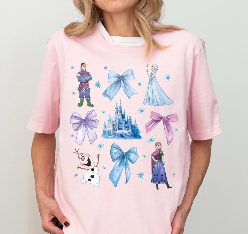 Coquette Princess Elsa And Anna Shirt, Watercolor Disney Frozen Olaf and Kristoff Sweat, Magical Castle Shirt, Disneyland Coquette Girls Tee