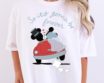 Disney Bridal Shirt, So It&#39;s Gonna Be Forever Shirt, Disneyland Castle Husband And Wife Shirt, Bride and Groom Shirt, Disney Honeymoon Shirt