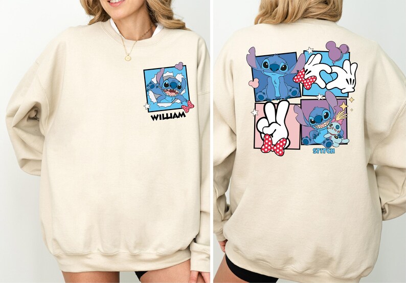 Retro Stitch Portrait Shirt, Custom Name Stitch T-Shirt, Disney Lilo And Stitch Tee, Stitch Aloha Sweater, Stitch Lover Sweatshirt