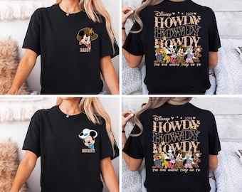 Mickey And Friends Howdy T-shirt, Disney Western Party Shirt, Howdy Partners Shirt, Disney Family Matching Shirt, WDW Family Trip 2026 Tee
