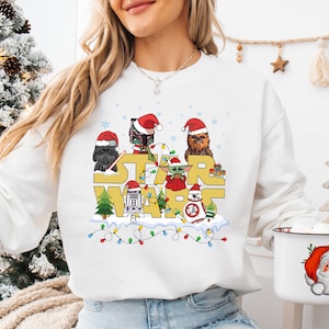 Koszulka świąteczna Star Wars, koszulka świąteczna Darth Vader Chewbacca, koszulka świąteczna Galaxy's Edge, bluza rodzinna StarWars, koszulka Merry Force Be With You