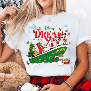 Mickey & Friends Dream Cruise Christmas Shirt, Disney Cruise Line Xmas T-Shirt, Disneyland Family Holiday Tee, Disney Very Merrytime Shirt