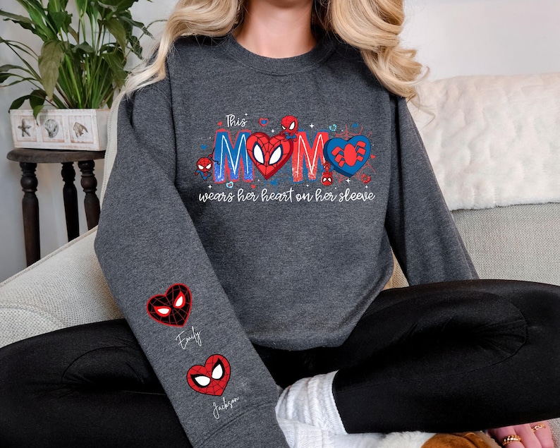 Spiderman Mama Sweatshirt With Kids Names, Marvel Spidey Mom Shirt, Disney Superhero Family Tees, Spin Mom Shirt, Ultimate 2 Spider Shirt
