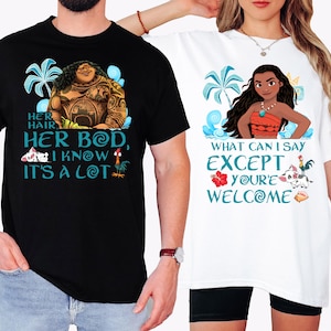 Princess Moana And Maui Shirt, Disney Her His Shirt, Disneyland Couple Trip Shirt, Hei Hei and Pua Shirt, Disney Family Matching Shirt
