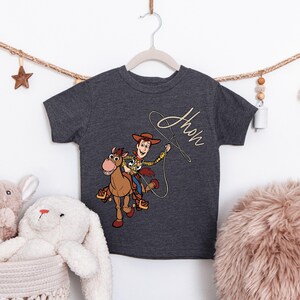 Personalized Woody Shirt, Custom Name Toy Story T-Shirt, Woody and Bullseye Kids Shirt, Disney Pixar Toy Story Boys Girls Tee, WDW Trip Tees