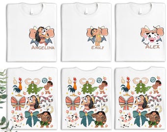 Custom Princess Moana Coquette Shirt, Disney Watercolor Moana And Friends T-Shirt, Baby Moana Hei Hei Pua Maui Shirt,  Girls Trip Shirt