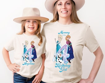 Maglietta per compleanno Elsa e Anna, maglietta per compleanno Disney Frozen per bambina, maglietta coordinata per la famiglia Disney, maglietta per festa di compleanno della principessa Elsa e Anna
