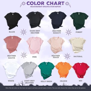the color chart for a women's t - shirt