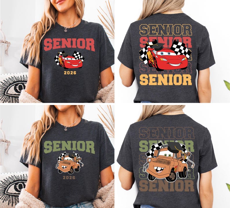 Pixar Cars Senior 2026 Shirt, Lightening McQueen Tow Mater T-Shirt, Disney Graduation 2026 Tee, Disneyland Class Of 2026 Graduation Trip Tee
