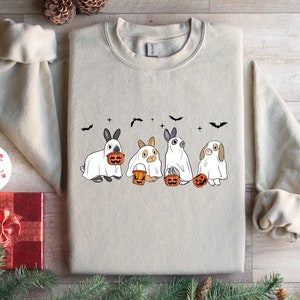 Cute Rabbit Ghost Halloween Sweatshirt, Ghost Bunny Shirt, Spooky Rabbit Sweater, Halloween Vibes Shirt, Spooky Season Shirt, Halloween Gift