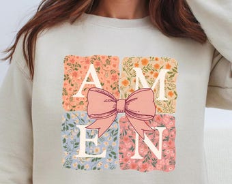 Amen Coquette Bow Sweatshirt, Amen Ostern Sweatshirt, Jesus Ostern Shirt, Damen Ostergeschenk, Ostern Christliches Shirt, Blumen Bibel Vers T-Shirt