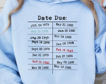 Vintage Library Rainbow Sweatshirt, Return to Library Card Book Due Date Shirt, Reader Gift for Her Him Librarian English Teacher Crewneck