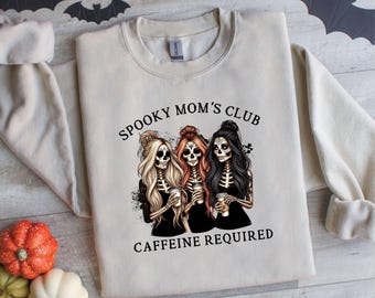 Sweat-shirt Spooky Mom's Café, Caféine requise, Sweat-shirt Cool Moms Club, Sweat-shirt Halloween maman, Sweat-shirt Spooky Mama, Cadeau pour maman