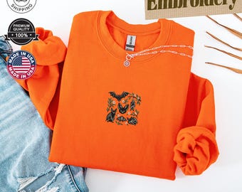 Bluza z haftowanym motywem nietoperzy, upiorna i halloweenowa