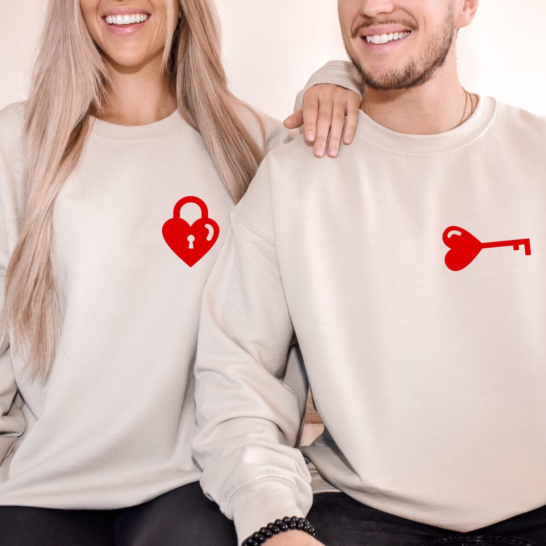 Heart Lock and Key Sweatshirt,matching Couple Shirts, Wedding Gift ...