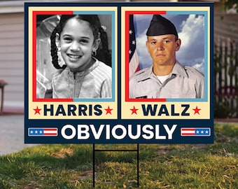 Retro Harris Walz 2024 Yard Sign - Coroplast Mind Your Own Damn Business Lawn Sign, 2024 President Election Harris Signs with Metal H-Stake