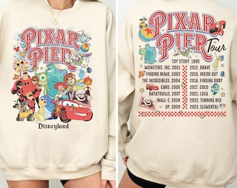 Pixar Pier Disneyland Sweatshirt, Disneyland Pixar Fest 2024 Shirt, Meet me at Pixar Pier Disney Pixar Characters, Disneyland Trip Shirt