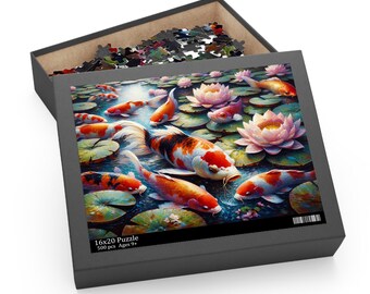 Japanese Koi Fish Jigsaw Puzzle: Vintage Style Gift