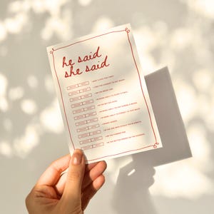 Vintage il a dit qu'elle a dit modèle de jeu de douche nuptiale Devinez qui a dit jeu de douche de mariage Unique moderne minimaliste fête nuptiale imprimable