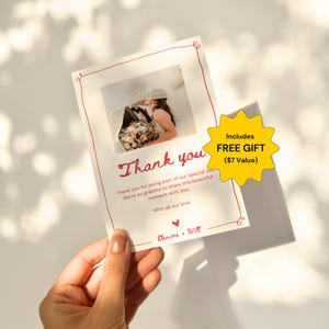 Handgeschriebene Hochzeit Dankeskarten mit Foto Benutzerdefinierte druckbare Vintage wunderliche Hochzeitskarte bearbeitbare Vorlage personalisiertes minimales Design