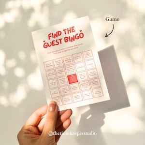This printable wedding shower game features a bold, modern design and interactive prompts to get guests talking. The editable Canva template includes both the bingo card and a clear instruction sheet. Whether used at a bridal shower, bachelorette party, or engagement event, this game is designed to create connection and laughter while offering a fun keepsake for the bride-to-be.