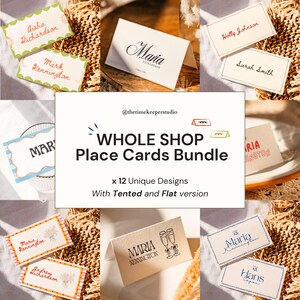 Pacote de cartões de posicionamento para casamento, conjuntos de cartões de lugar para chá de panela para impressão, cartões de nome para chá de bebê, cartão de lugar para mesa de batismo Canva
