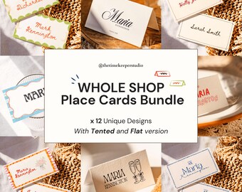 Placement cards wedding WHOLE SHOP BUNDLE, printable bridal shower placecards sets, baby shower name cards, Canva baptism table place card