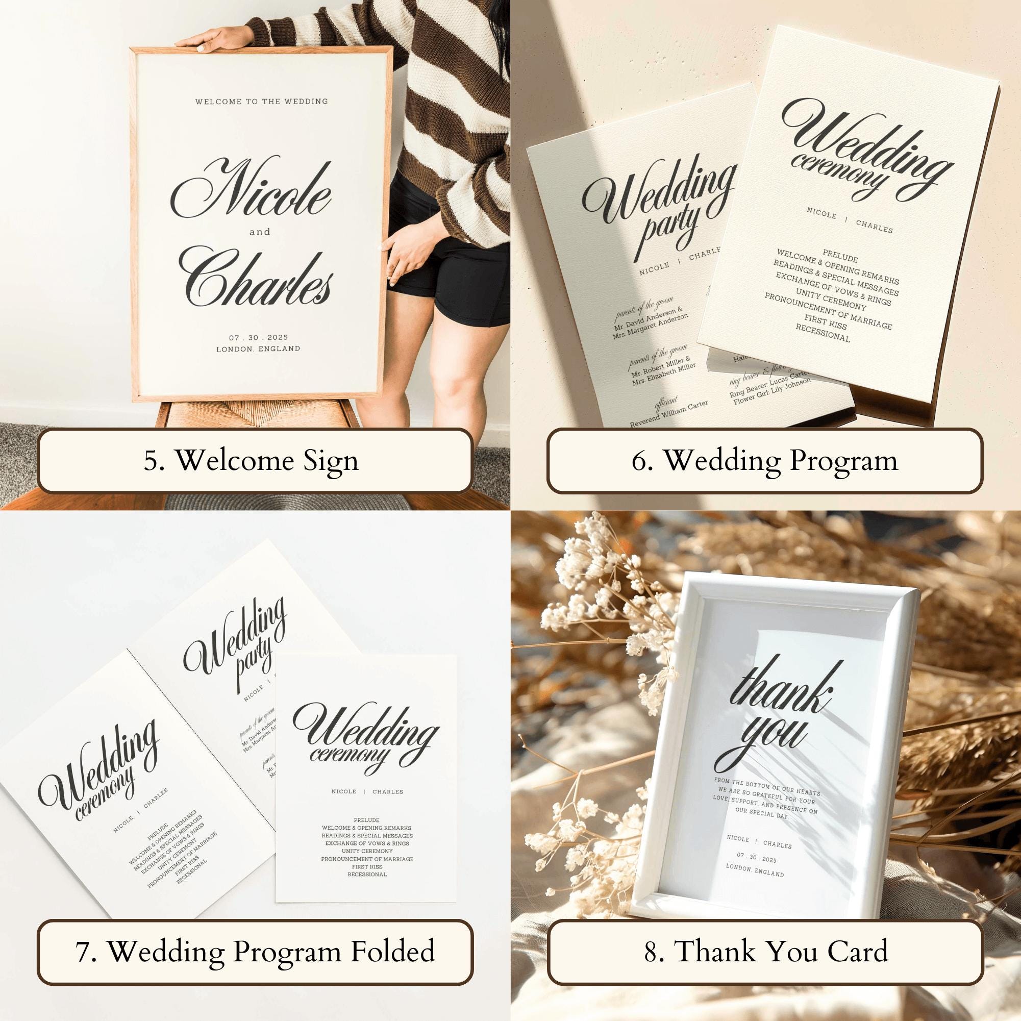 Classy Wedding Template Bundle, Black & White Elegant Wedding Signs ...