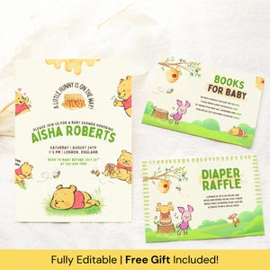 baby shower uitnodiging winnie de pooh kaart kleine honingbij uitnodigen 100 hectare hout luier loterij boeken voor baby insert teddy pooh beer party