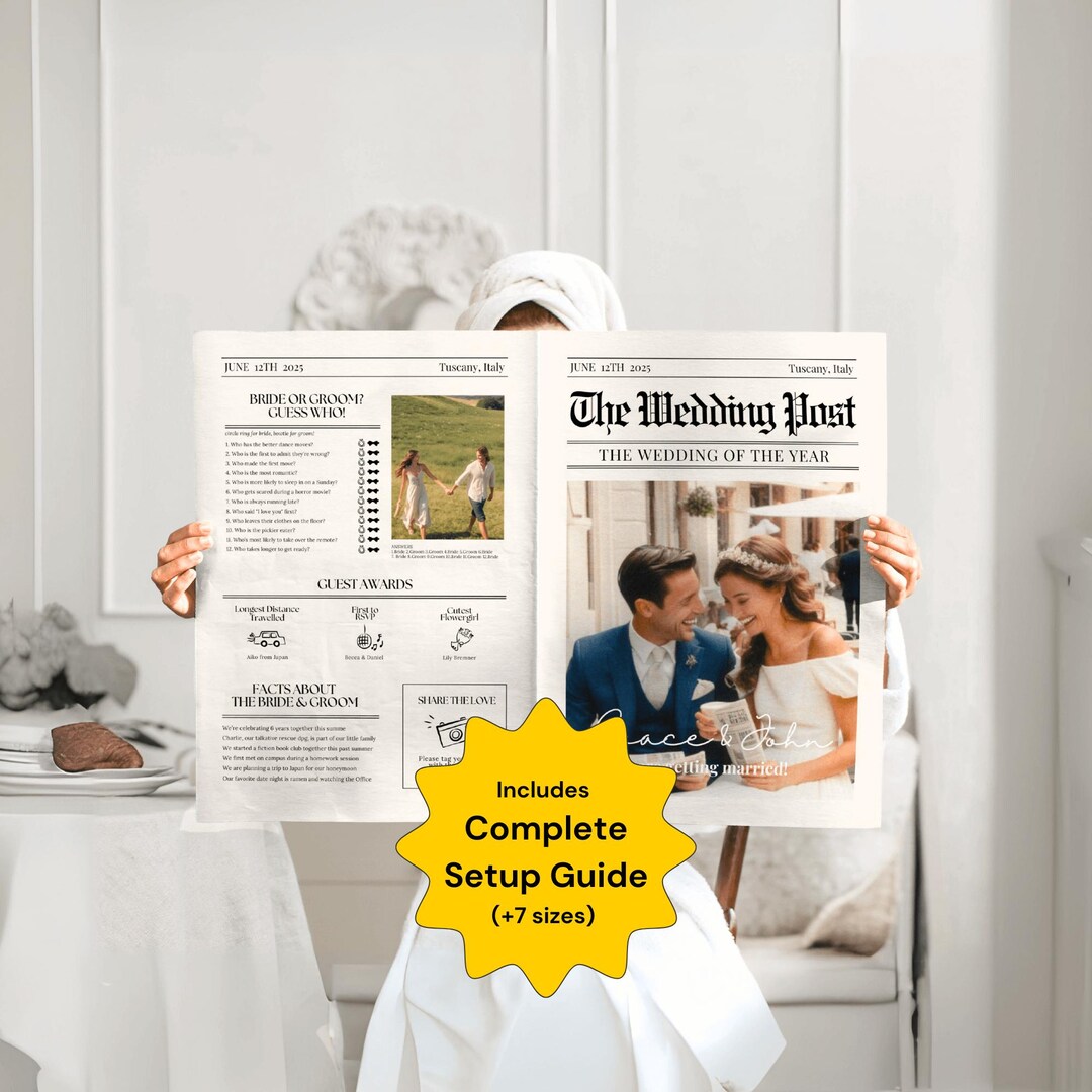 Wedding Newspaper Program Template Editable Printable Infographic ...