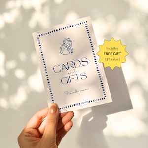 Cards and Gifts Sign Wedding Gift Table Editable Hand-Drawn Modern Vintage Design Minimalistic Elegant Wedding Sign Printable Canva Template