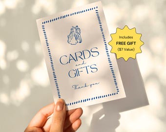 Cards and Gifts Sign Wedding Gift Table Editable Hand-Drawn Modern Vintage Design Minimalistic Elegant Wedding Sign Printable Canva Template