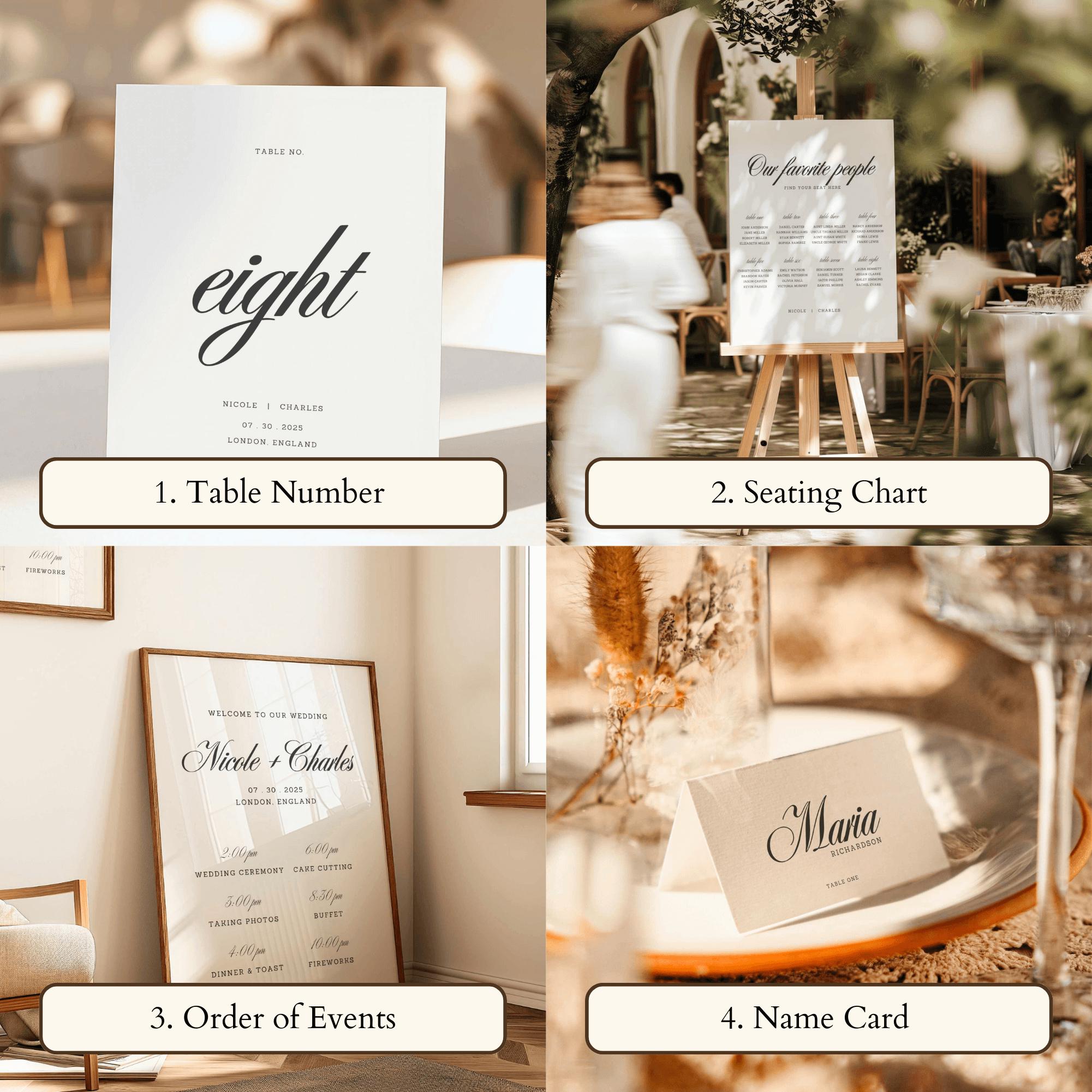 Classy Wedding Template Bundle, Black & White Elegant Wedding Signs ...