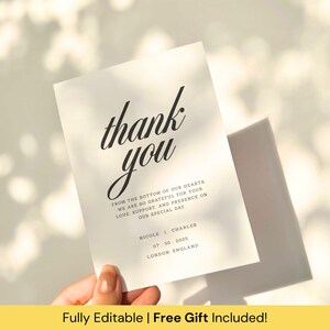 Elegante Hochzeit Dankeskartenvorlage, Canva Bearbeitbare minimalistische Notiz, Moderne druckbare Danksagungsnotiz, personalisierte Dankeskarte