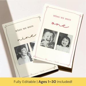 Redigerbar mall för fotobordsnummer för bröllop när vi var gamla. Söt handskriven vintage-fotobordsnummer för barn, utskrivbar Canvasdesign.