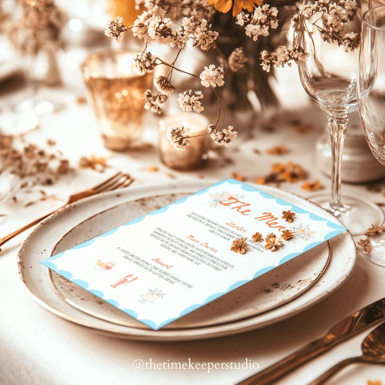 Colourful Wedding Menu Sign Template , Fun Hand Drawn Menu Card ...