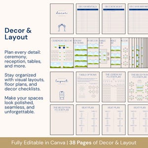 This wedding planning checklist template includes 110+ editable Canva pages, covering essential planning elements like decor arrangements, timelines, guest lists, speeches, music, vendor contacts, and thank you pages. With a refined blue and white theme, this planner helps brides, grooms, or wedding organizers ensure every aspect of the wedding is well-coordinated, stylishly presented, and ready on time.