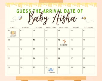 due date calendar winnie the pooh baby shower guess the date game our little hunny due date board 100 acre wood unqiue baby shower signage