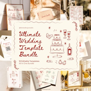 Ultimate Wedding Bundle Templates Hand-Drawn Wedding Signage Whimsical Invitations Set Unique Editable Stationery for Modern Weddings Canva