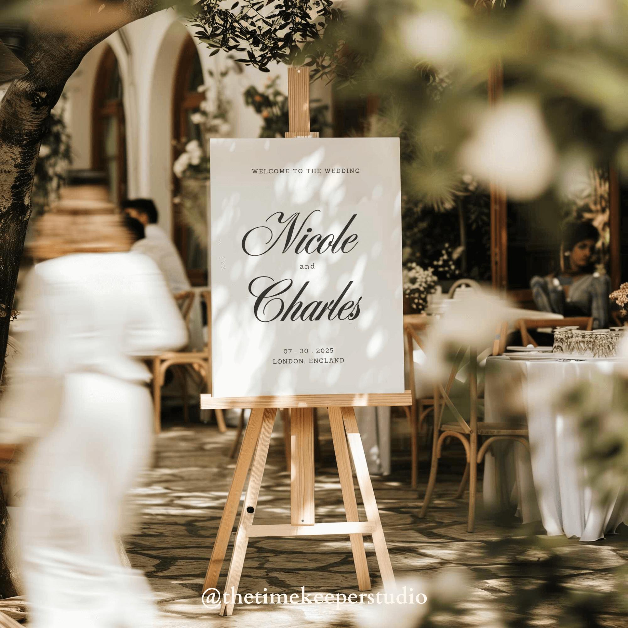 Minimalistic Wedding Welcome Sign, Old Money Wedding Signage, Black and ...