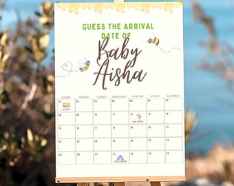 Winnie the pooh due date calendar baby shower guess the date game our little hunny due date board 100 acre wood baby shower unique decor