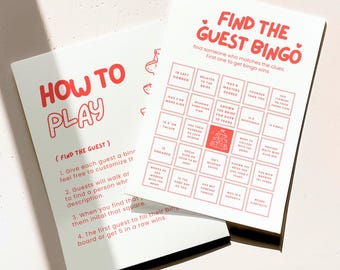 Find the guest bingo game, fun bridal shower icebreaker, wedding shower printable, bachelorette party game, editable Canva bridal template