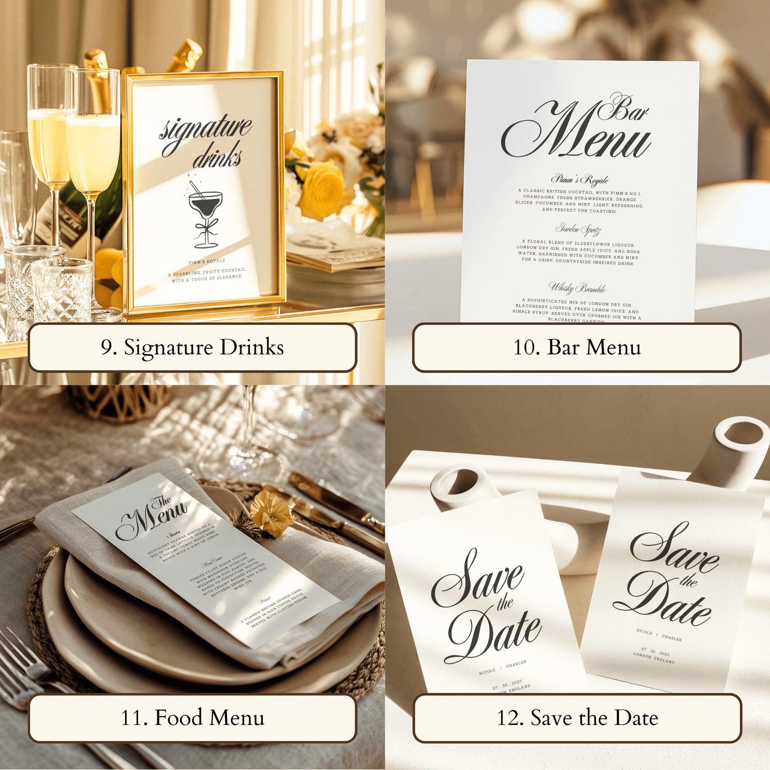Classy Wedding Template Bundle, Black & White Elegant Wedding Signs ...
