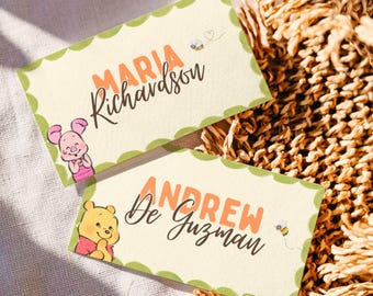 place card template winnie the pooh baby shower namecard piglet pooh placecard 100 acre wood name card editable name tag storybook party