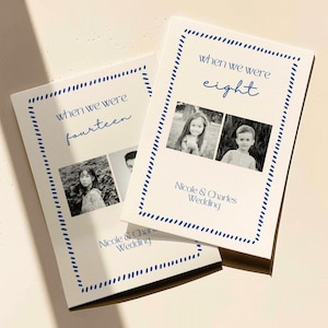 Tafelnummers kinderfoto, When We Were tafelnummers, bewerkbare canvassjabloon, tafelkaarten trouwfoto, modern vintage design